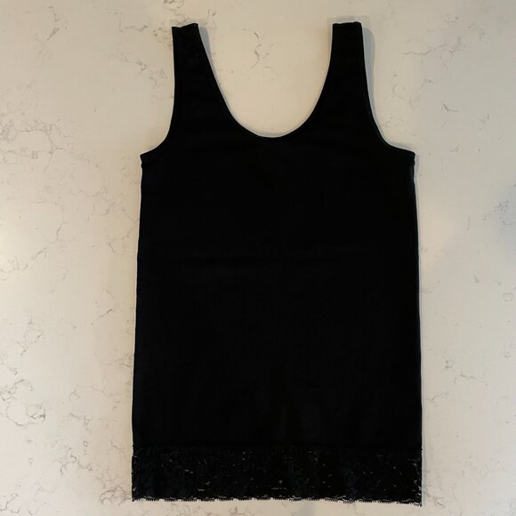 Marilyn Monroe Shapewear Nylon Spandex Unlined Slim Lace Border Tank Top Black L - Picture 5 of 5
